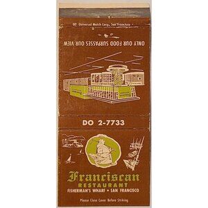 Vintage Matchbook Cover Franciscan Restaurant Fisherman’s Wharf San Francisco